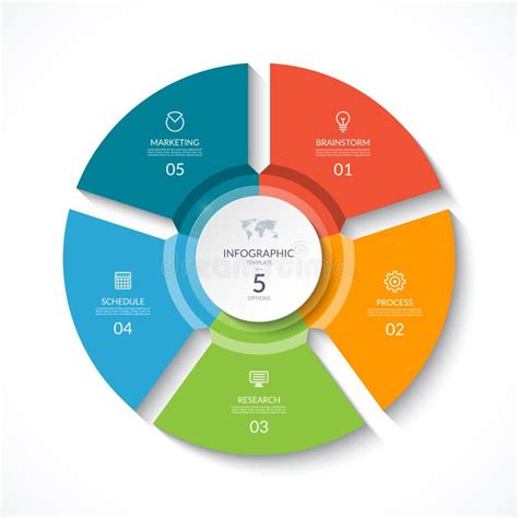 Infographic Circle Cycle Diagram With 5 Stages Stock Vector Illustration Of Module Graph