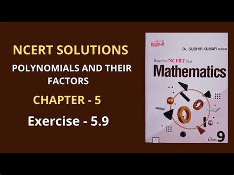 Class 9 Ex 5 9 Polynomials And Their Factors Shri Balaji Publications