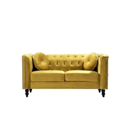 US Pride Furniture Vivian 64 17 In Strong Yellow Classic Velvet 2