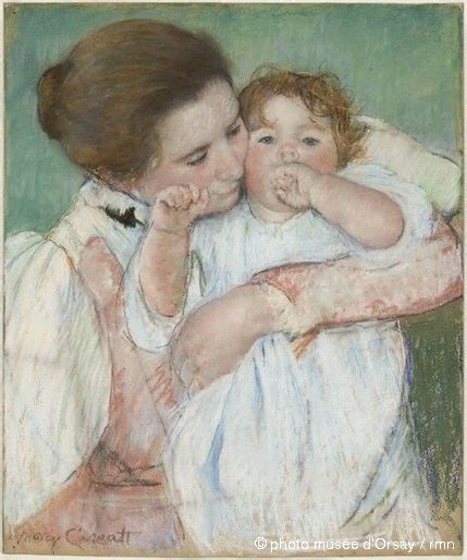 M Re Et Enfant Sur Fond Vert De Mary Cassatt Mus E D Orsay Edgar