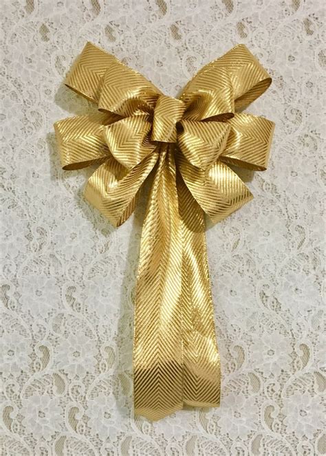 Gold Holiday Bow Metallic Luxe Wreath Bow Holiday Decor The Frosty Collection By