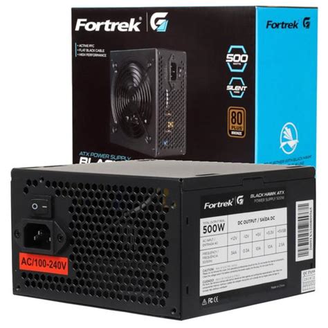 Fonte Atx 500W Real 80 Plus Bronze PFC Ativo Fortrek Black Hawk Bivolt