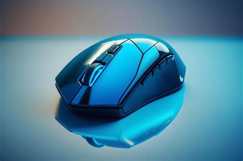 Un Mouse De Computadora Azul Est Sentado En Una Mesa Con Un Fondo Azul