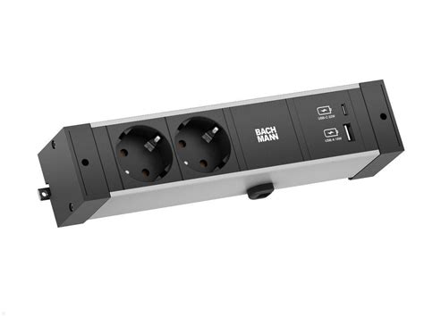 Bachmann DESK RAIL 2x Steckdose 1 USB C A Charger