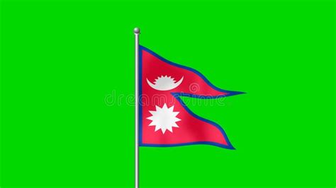 Nepal Flag Waving In The Wind Light Blue Sky Footage Background 4k