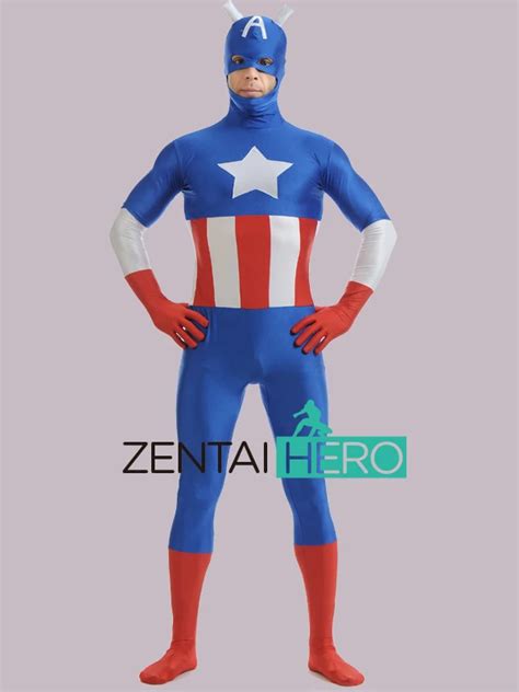 Free Shipping Dhl Wholesale Lycra Spandex Captain America Cosplay