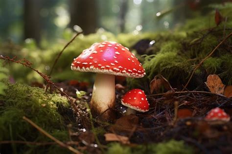 Premium Photo Alarming Red Toadstool Mushroom Danger Generate Ai