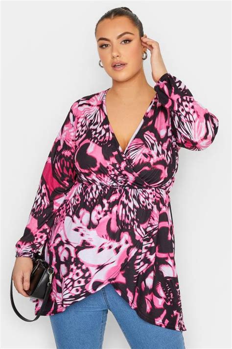 Yours Plus Size Black Floral Print Wrap Top Yours Clothing