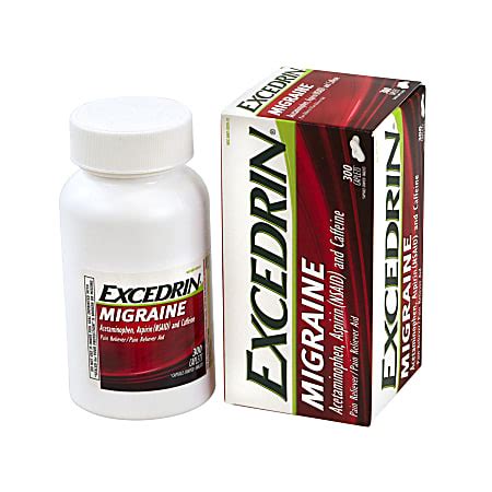 Excedrin Migraine Pain Reliever Caplets Pack Of Office Depot