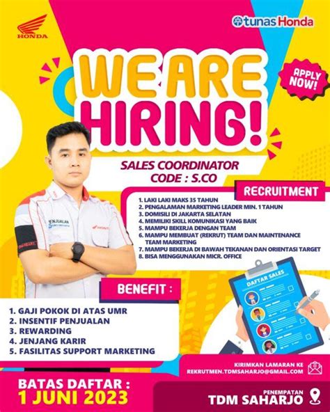 Lowongan Kerja Sales Coordinator Team Leader Di PT Tunas Dwipa Matra