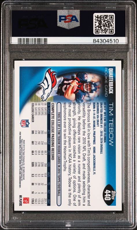 2010 TOPPS 440 TIM TEBOW ROOKIE RC PSA 6 EBay