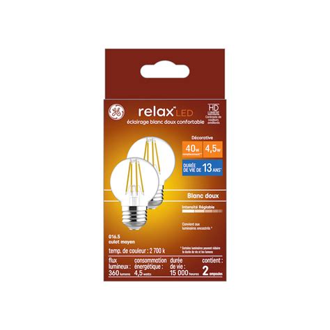 GE LIGHTING Ampoules Transparentes De Remplacement DEL Blanc Doux GE HD