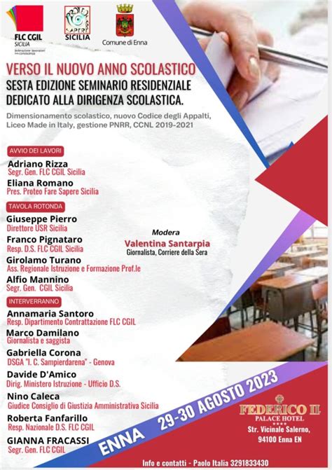 La Flc Cgil Sicilia In Convegno A Enna Dal E Agosto Verso Il