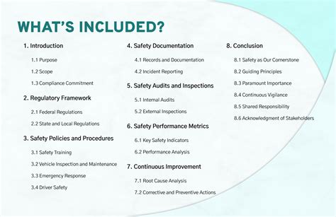 Transport And Logistics Safety Compliance Manual Template In Word Pdf