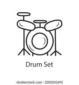 Djembe Drum Outline Icon Illustration On White Background Over