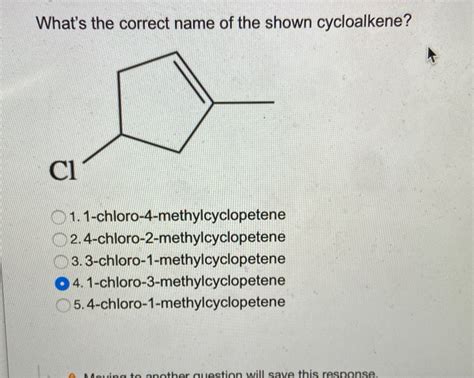 Solved What S The Correct Name Of The Shown Cycloalkene Ci Chegg