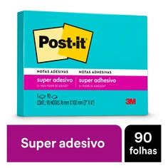 Bloco de Notas Super Adesivas Post it Azul Elétrico 76 mm x 102 mm