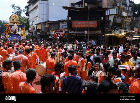 Pune India September 29 2023 Ganesh Immersion Procession Dhol