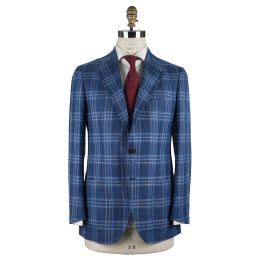 Cesare Attolini Blue Light Blue Wool Silk Linen Blazer IsuiT