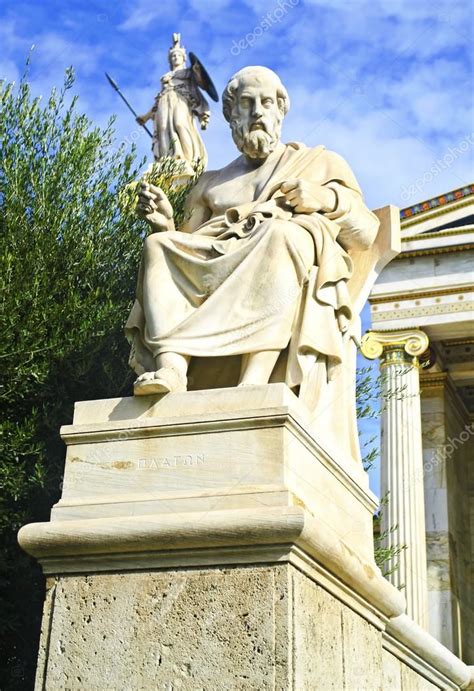 The Statue Of Plato Outside Of The Academy In Athens Greece — Stock