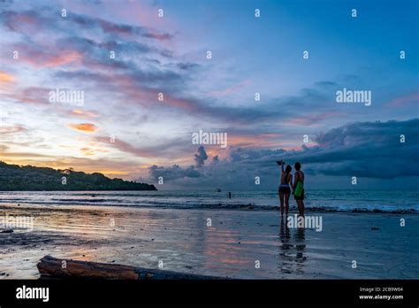 Sunset At Kuta Beach In Bali Indonesia Stock Photo Alamy