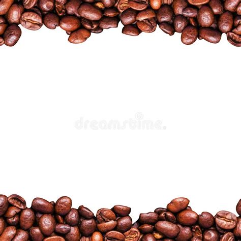 Fresh Coffee Beans Border Frame Isolated On Background Top View Flat