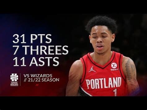 Anfernee Simons 31 Pts 7 Threes 11 Asts Vs Wizards 21 22 Season YouTube