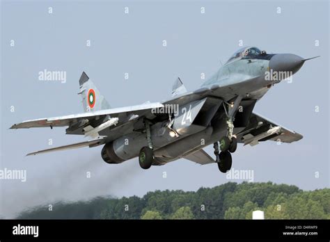 Bulgarian Air Force Mig 29 Jet Fighter Departing With Two Aa 11 Archer