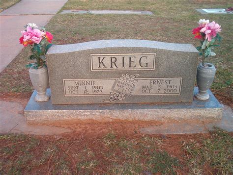 Minnie Koch Krieg M Morial Find A Grave