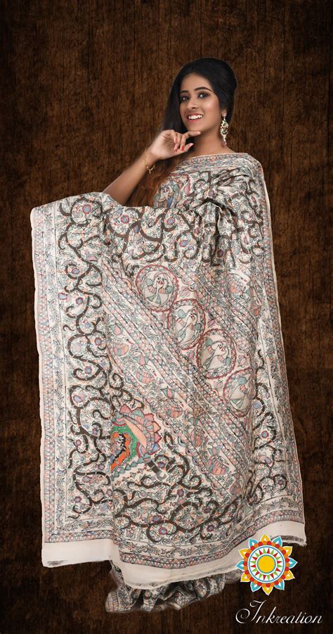 Madhubani Hand Painted Pure Tussar Sari With Blouse Piece Etsy Canada