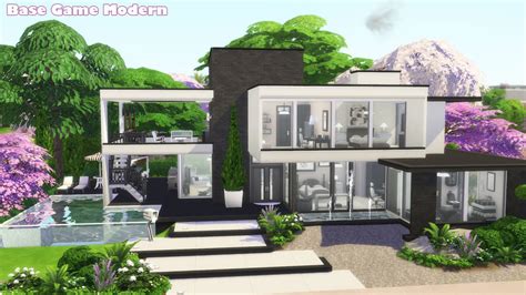 Modern Villa Base Game No CC The Sims 4 Speed Build YouTube