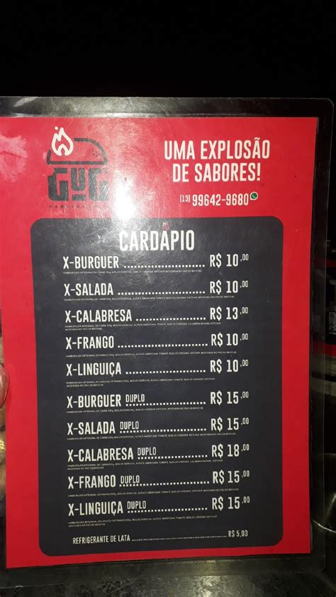 Menu Em Gugs Hamburgeria Restaurante Registro