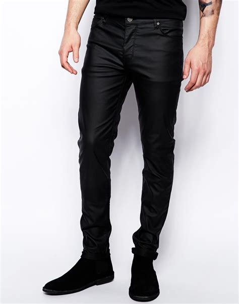 Asos Skinny Jeans In Leather Look In Black For Men Lyst