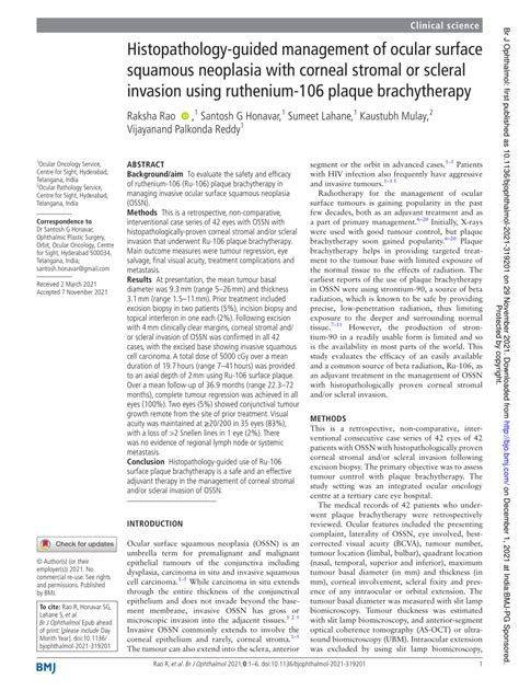 PDF Histopathology Guided Management Of Ocular Surface Squamous