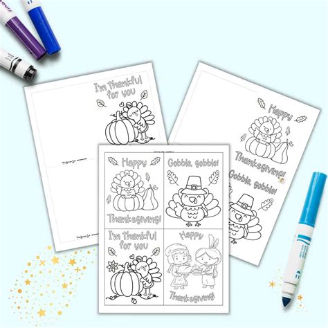 Thanksgiving Printable Cards to Color - The Artisan Life