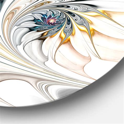 Designart White Stained Glass Floral Art Floral Circle Metal Wall Art