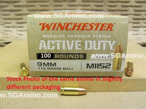 Winchester M Active Duty Mm Luger Ammo Rounds Of Grain