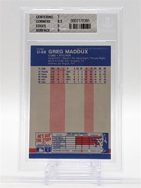 Fleer Update Greg Maddux Rookie Card Bgs Hall Of Fame Relics