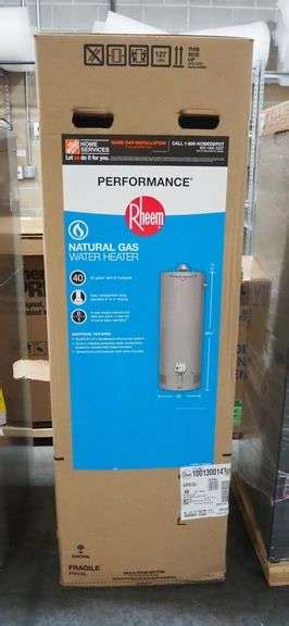 Rheem Performance 40 Gallon Tall 6 Year 36 000 Btu Natural Gas Tank Water Heater Model