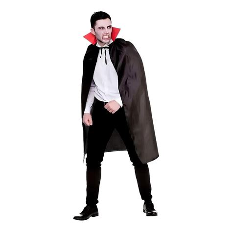 Capa Vampiro Dracula Fantasia Halloween Preto Gola Vermelha Shopee Brasil