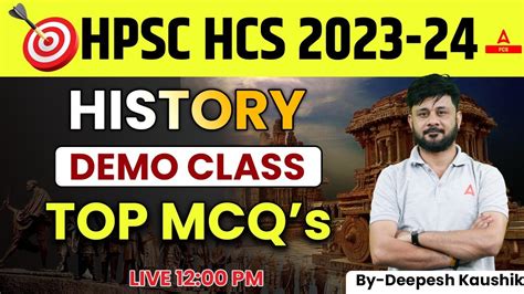 HPSC HCS 2023 24 History Demo Class Most Important Questions PYQs