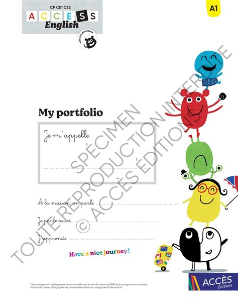 Sp Cimen My Portfolio Cahier De L L Ve Access English Cp Ce Ce