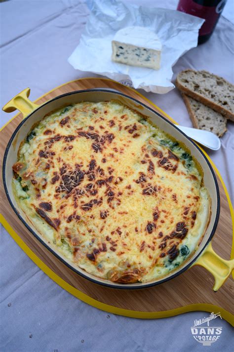 Gratin de ravioles au bleu et aux épinards Une aiguille dans l potage