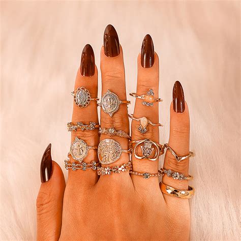 15 Piece Women Boho Gold Ring Set Stackable Ring Set Ring Etsy