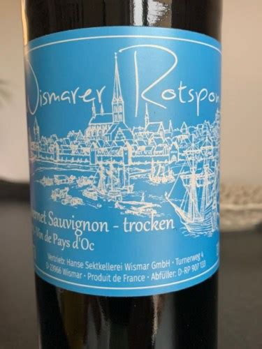 Hanse Sektkellerei Wismar Wismarer Rotspon Cabernet Sauvignon Trocken