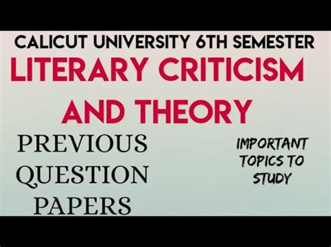 Literary Criticism And Theory Previous Question Papers Th Sem Ba