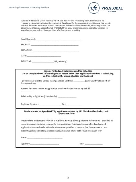 Canada Consent Vfs Form Fill Online Printable Fillable Blank