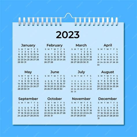 Premium Vector Realistic Blue Calendar 2023