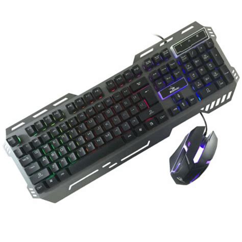 Komic Led Rainbow Gaming Keyboard And Mouse Set Usb Wired For Pc Laptop