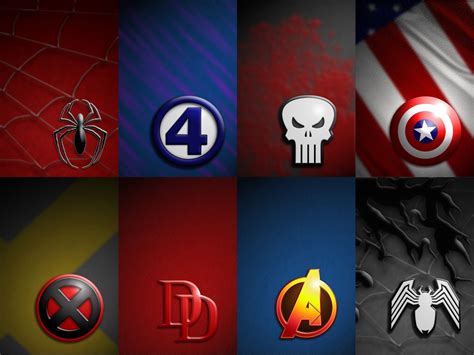 Marvel Heroes Emblem Collage Hd Wallpaper